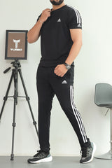 Adds Premium Tri-Line Quick-Dry Tracksuit In Black