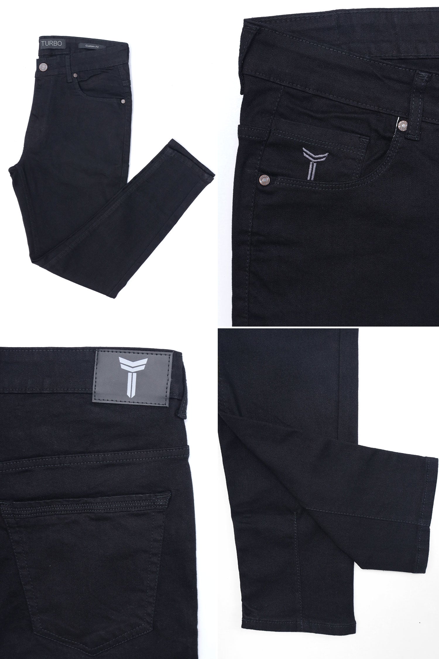 Plain Turbo Ankle Fit Jeans In Black