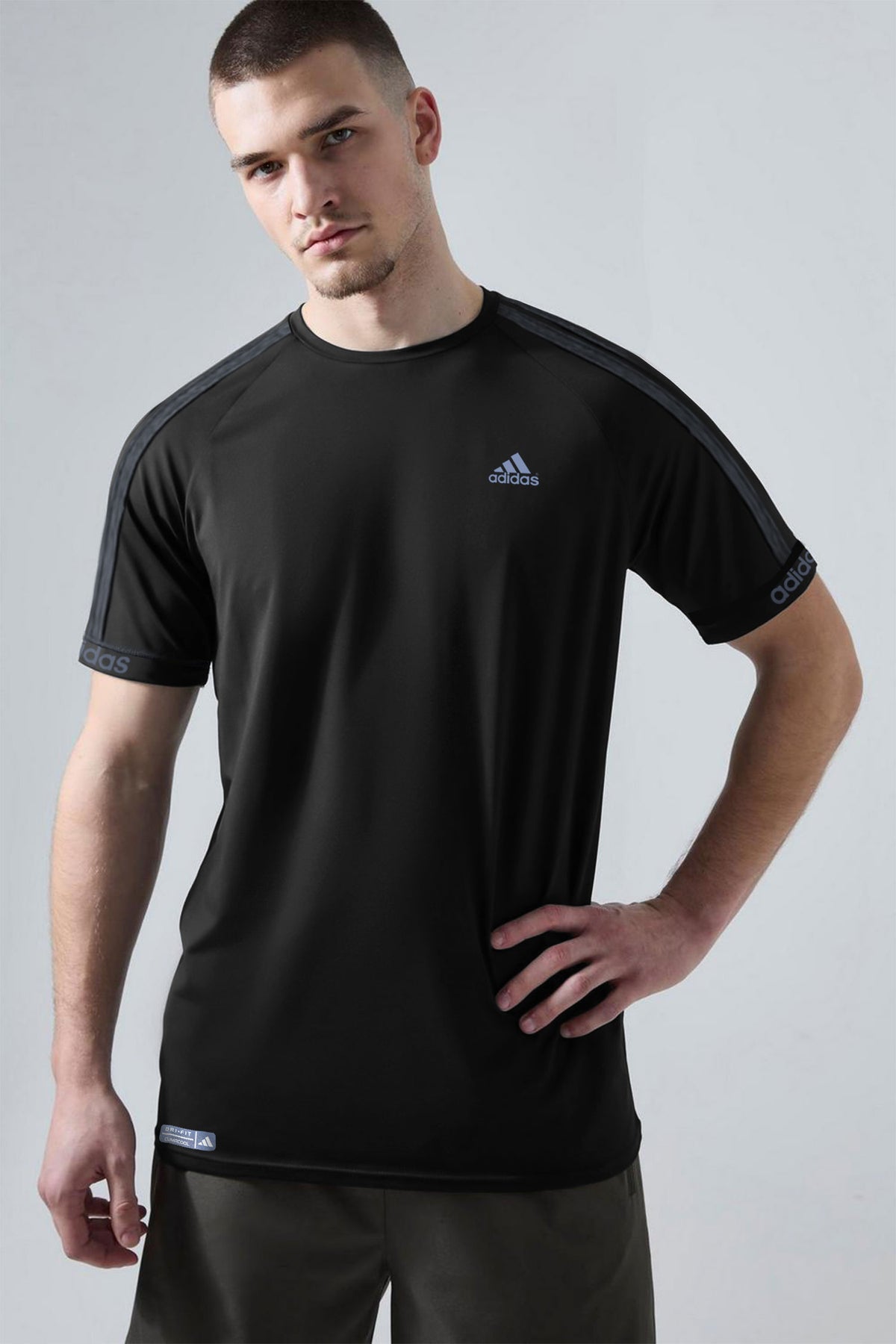 Dry Fit Crew Neck Tee With Adds Reflector Logo In Black