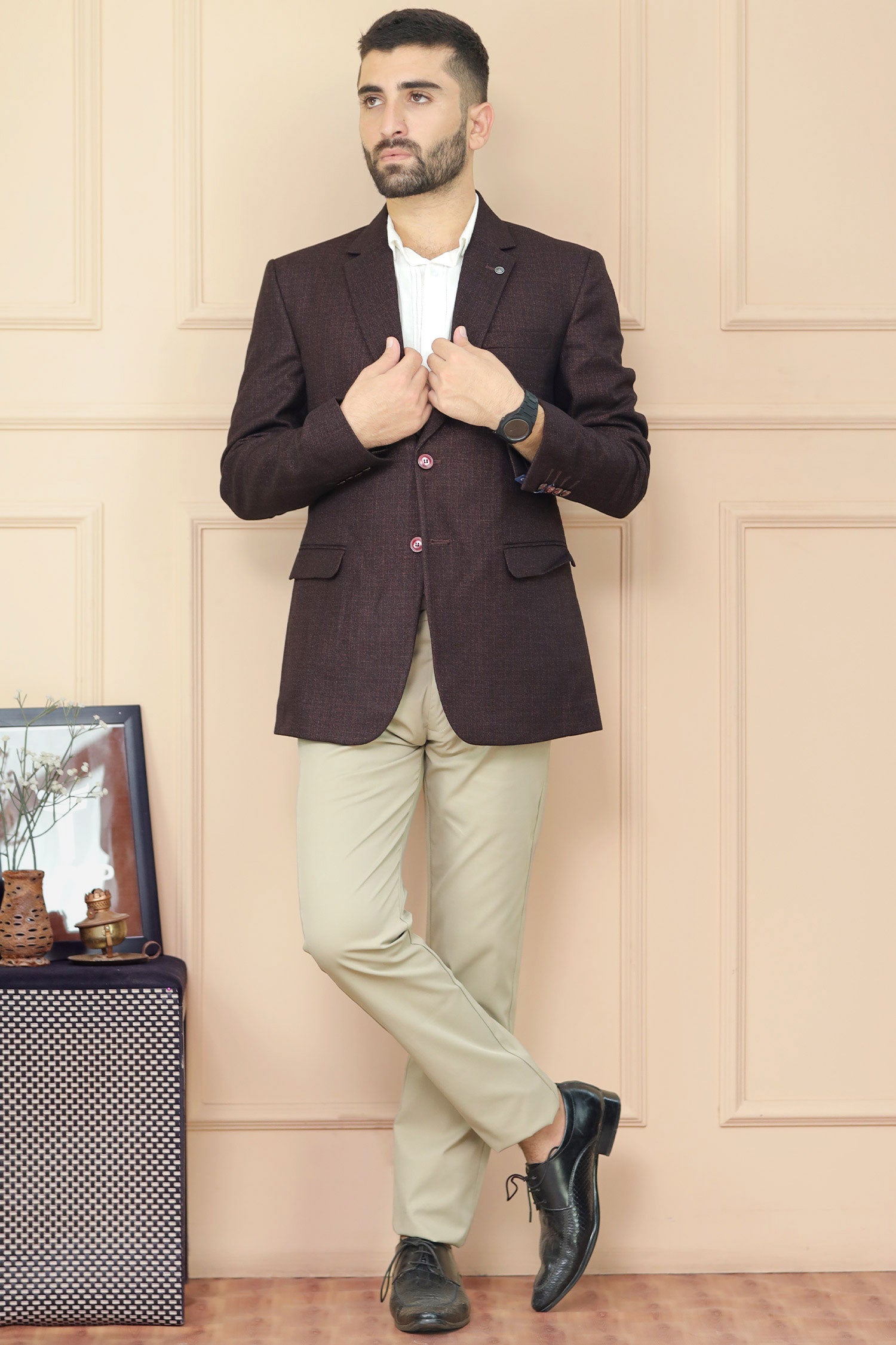 Classic Rich Chestnut Aura Mens Casual Blazer