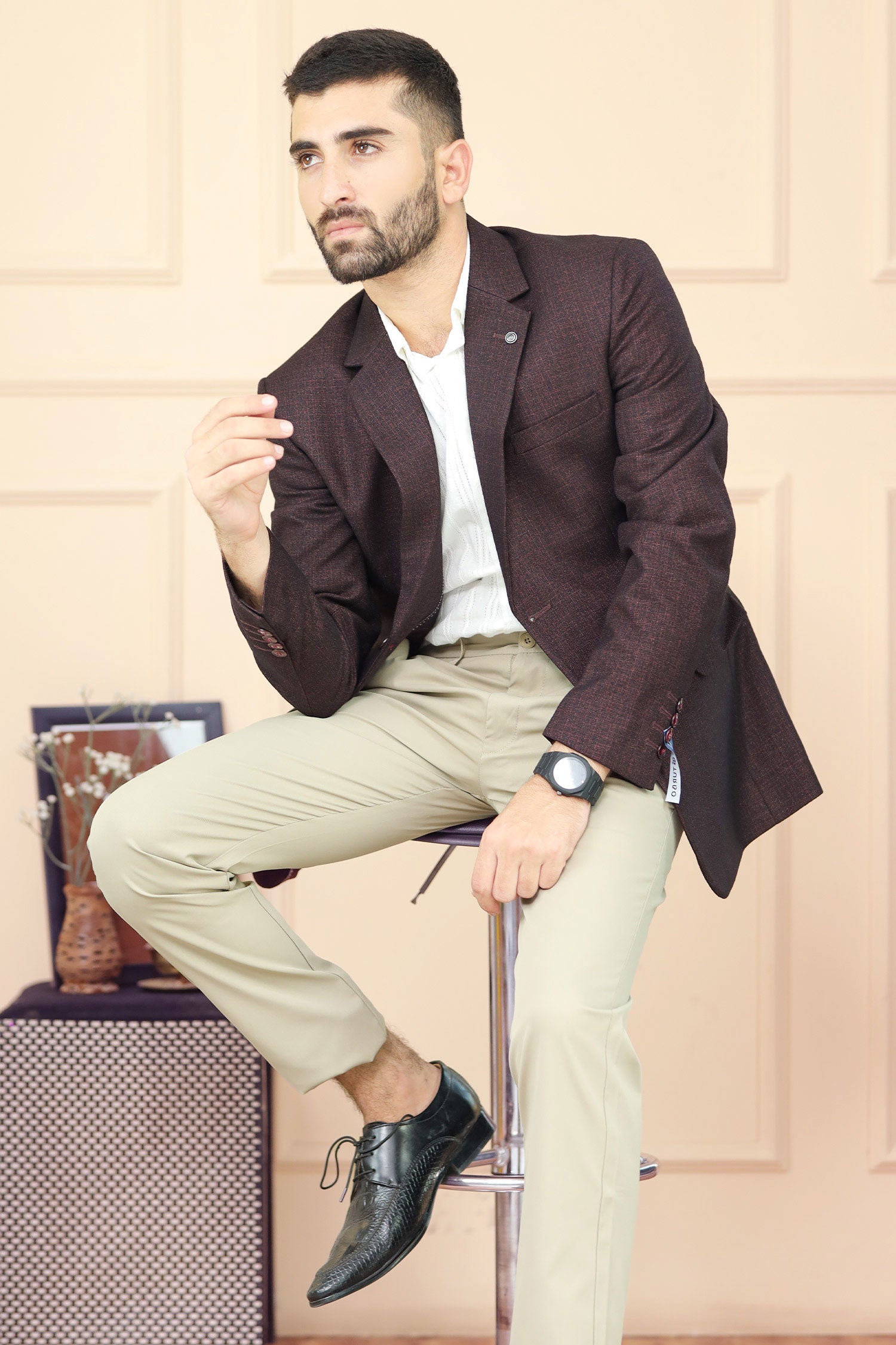 Classic Rich Chestnut Aura Mens Casual Blazer