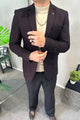 Turbo Classic Gentleman Self-Design Imported Men Blazer In Black Maroon