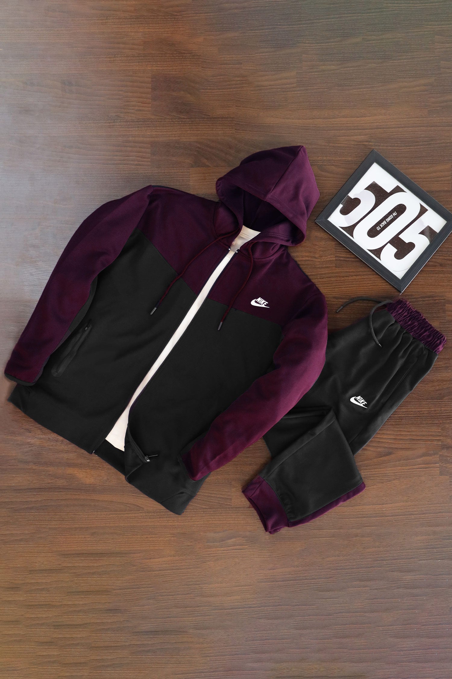 Nke V Diagonal Pattern Mock Neck Tracksuit