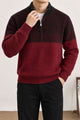 Organic Color-Block Quarter-Zip Imported Rabbit Wool Men's Sweater