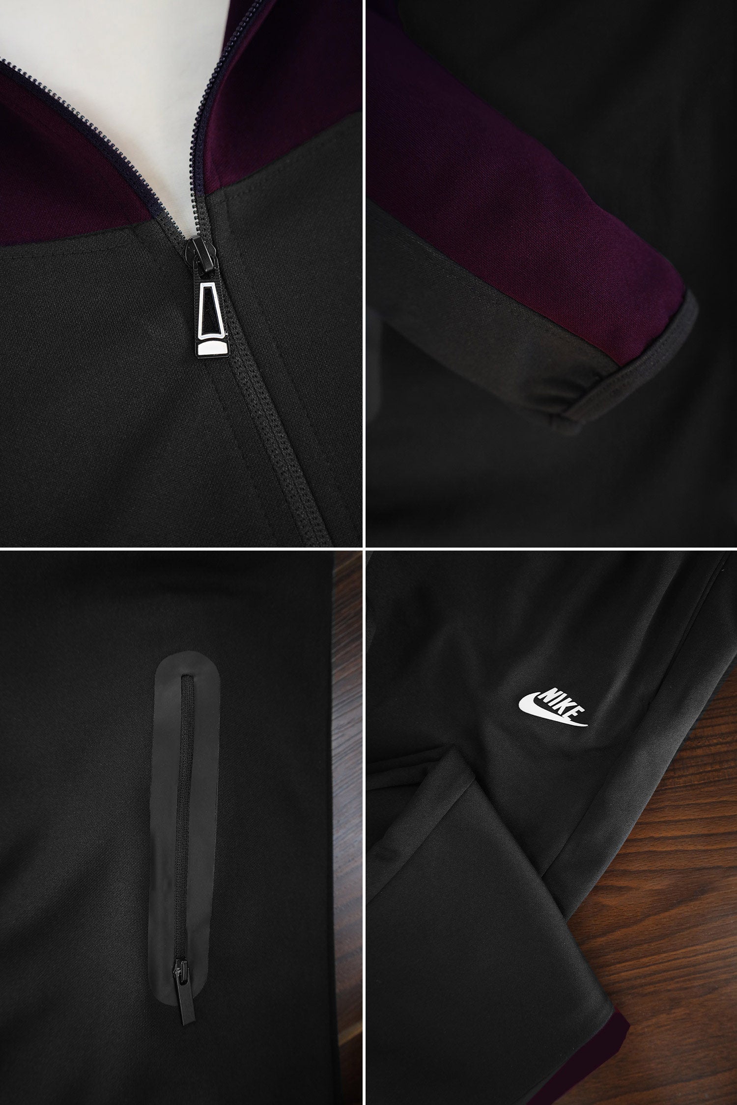 Nke V Diagonal Pattern Mock Neck Tracksuit