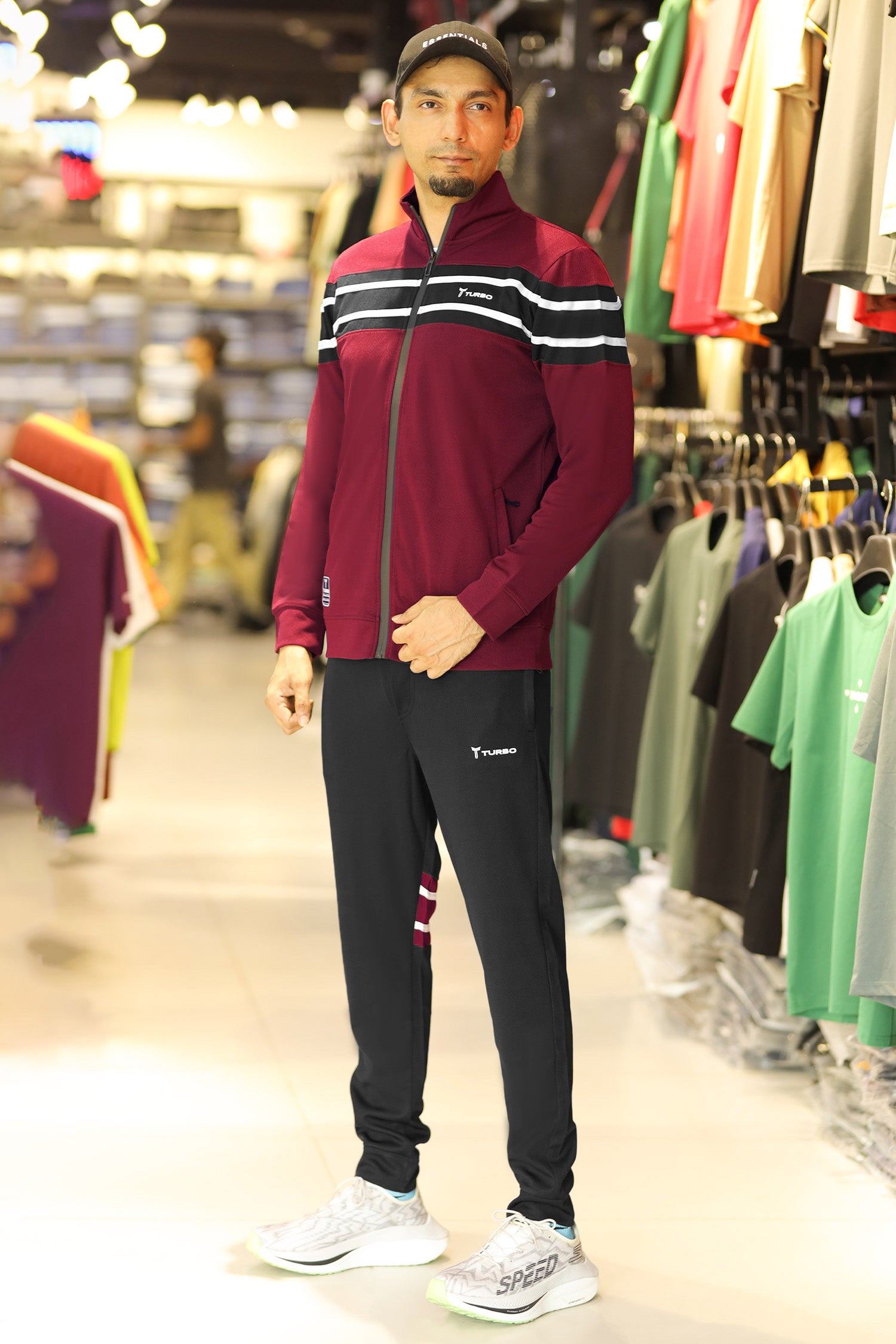 Turbo Color-Block Panel Standing Collar Zipper Tracksuit