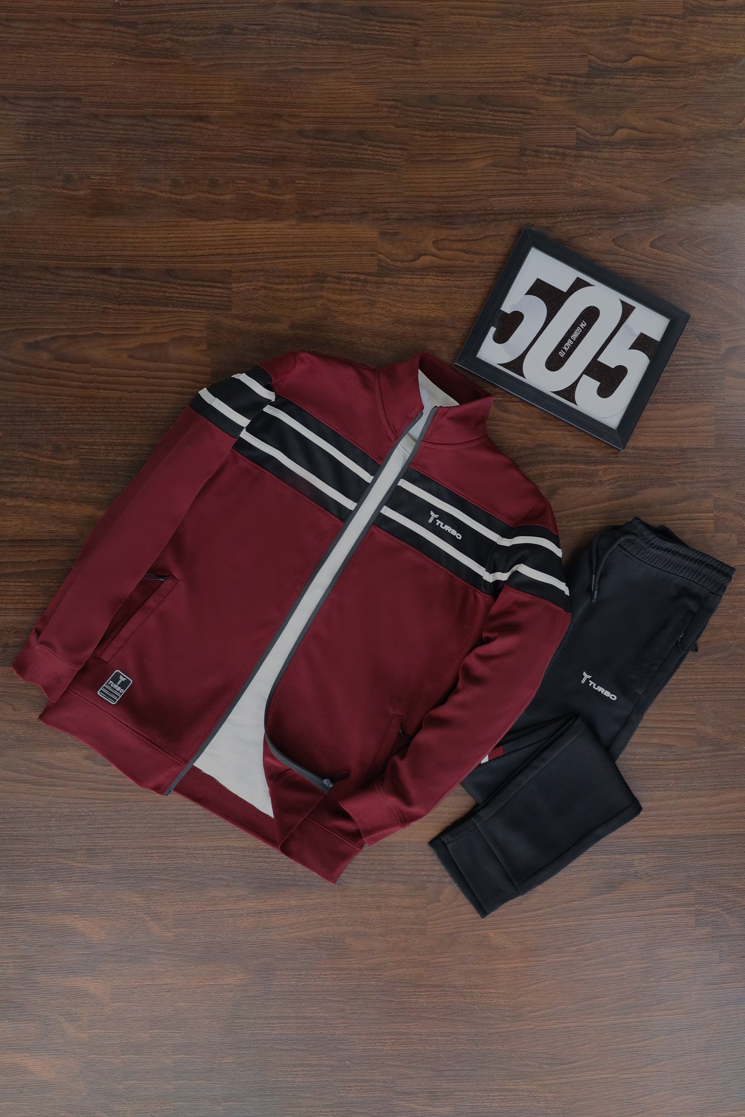 Turbo Color-Block Panel Standing Collar Zipper Tracksuit