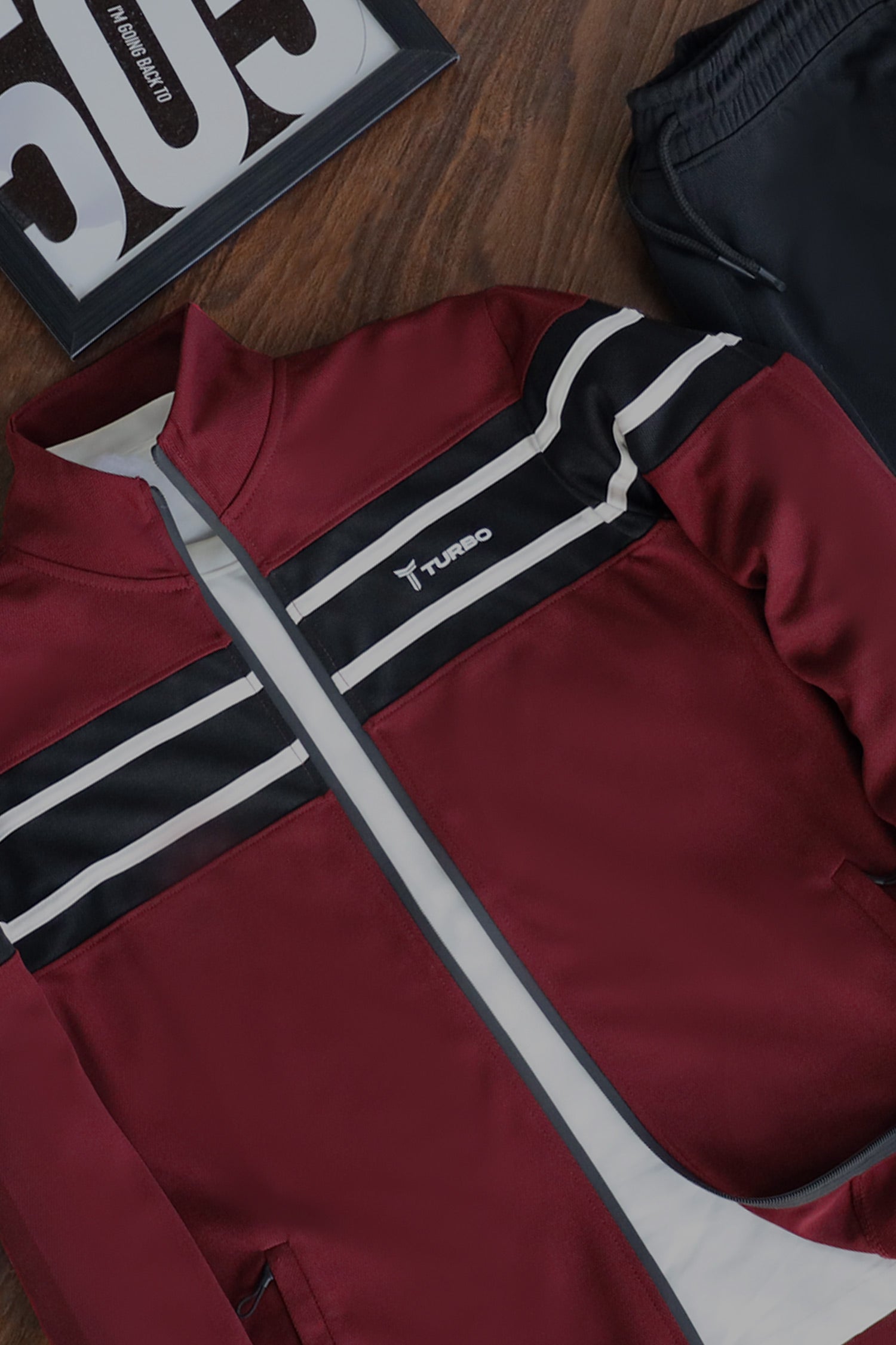 Turbo Color-Block Panel Standing Collar Zipper Tracksuit