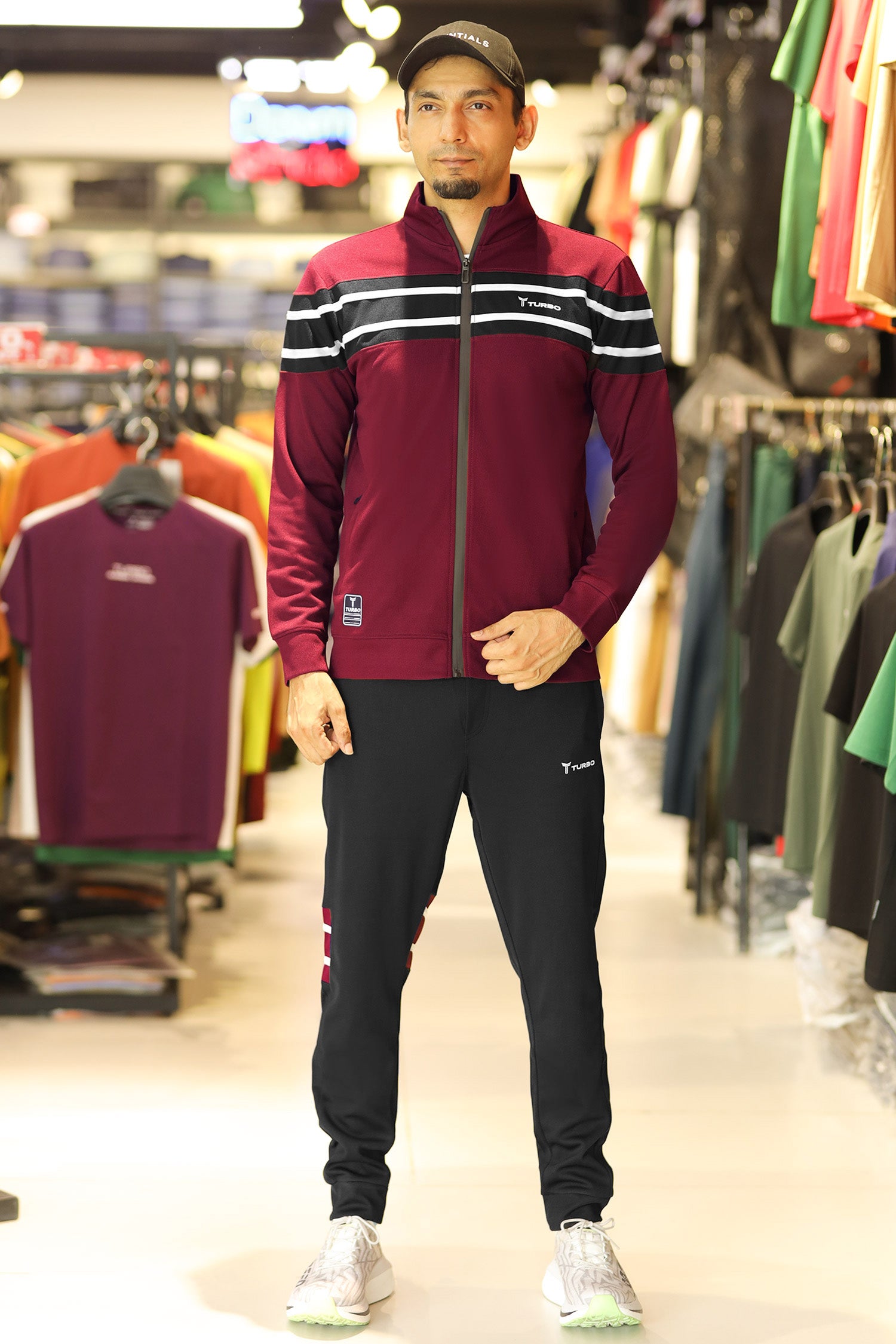 Turbo Color-Block Panel Standing Collar Zipper Tracksuit