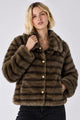 Women Mink Striped Imported Fur Jacket