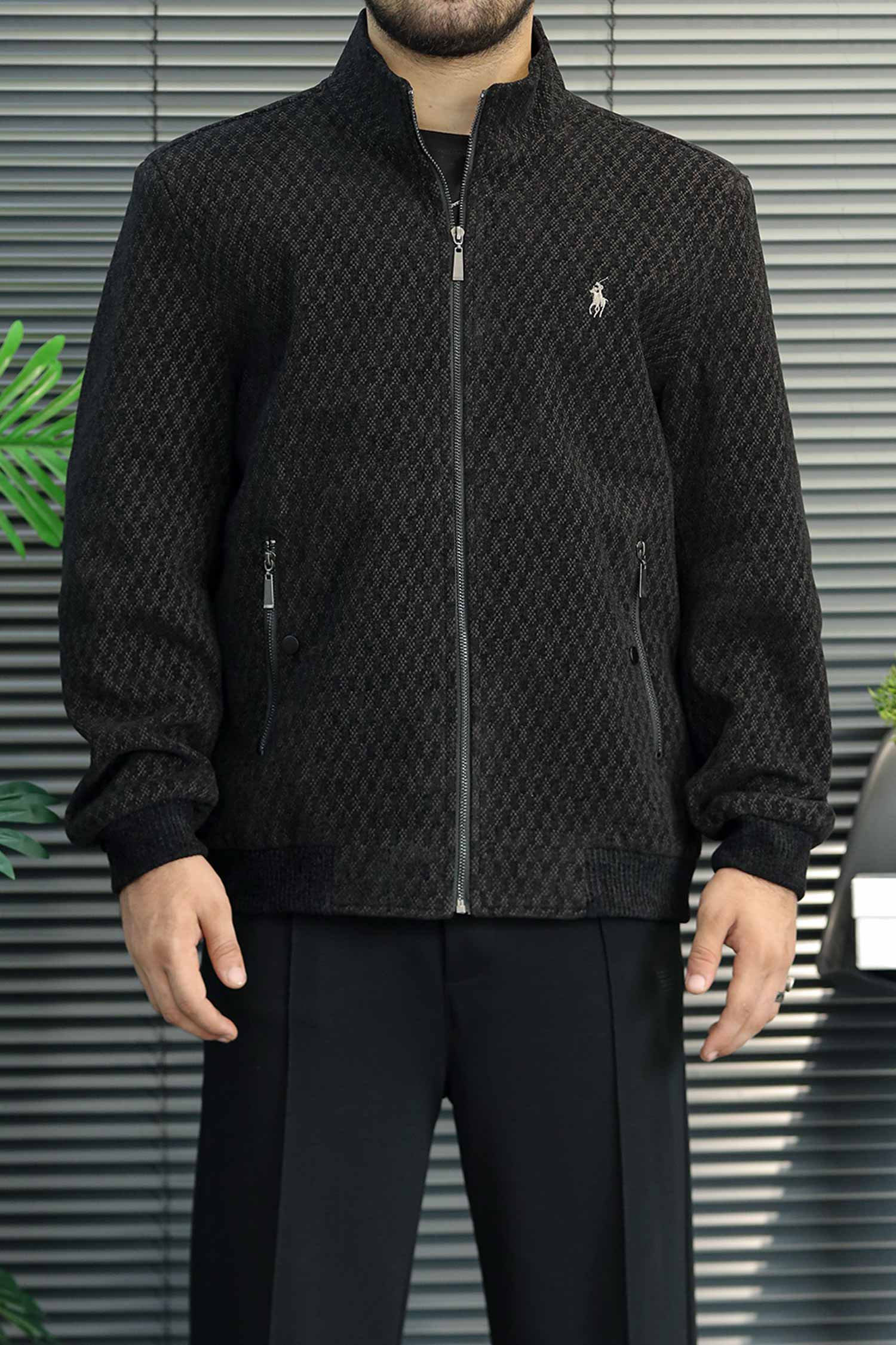 Turbo x Polo Signature Structured Imported Men's Wool Jacket In Black & Coffee
