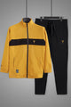 Turbo TrainFit Panel Mock Neck Zipper Tracksuit In Black&Mustard