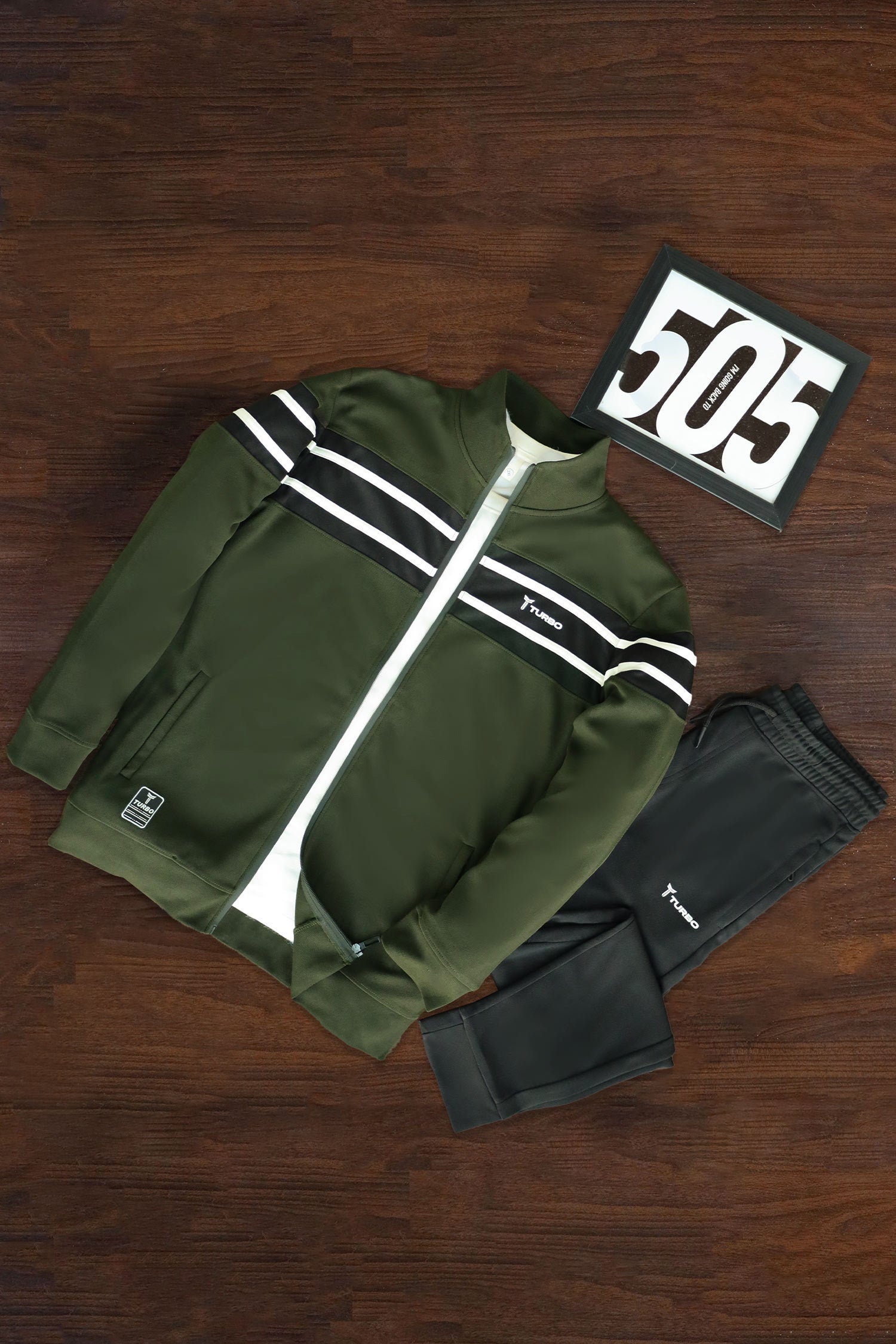 Turbo Color-Block Panel Standing Collar Zipper Tracksuit