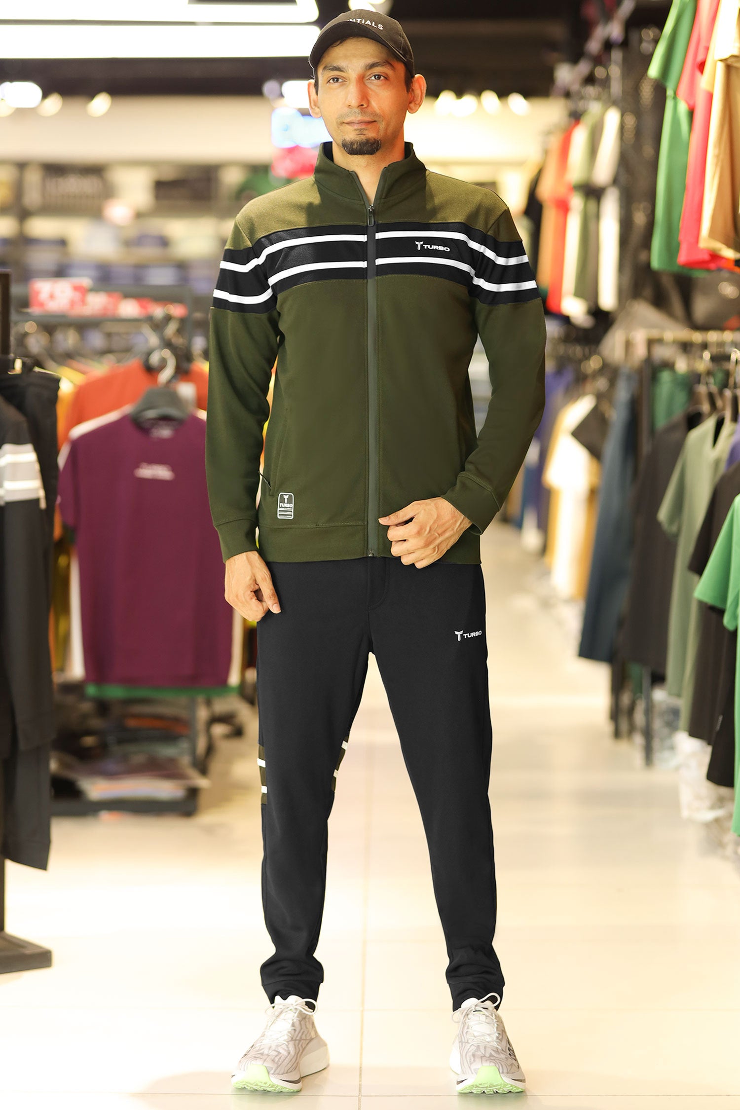 Turbo Color-Block Panel Standing Collar Zipper Tracksuit