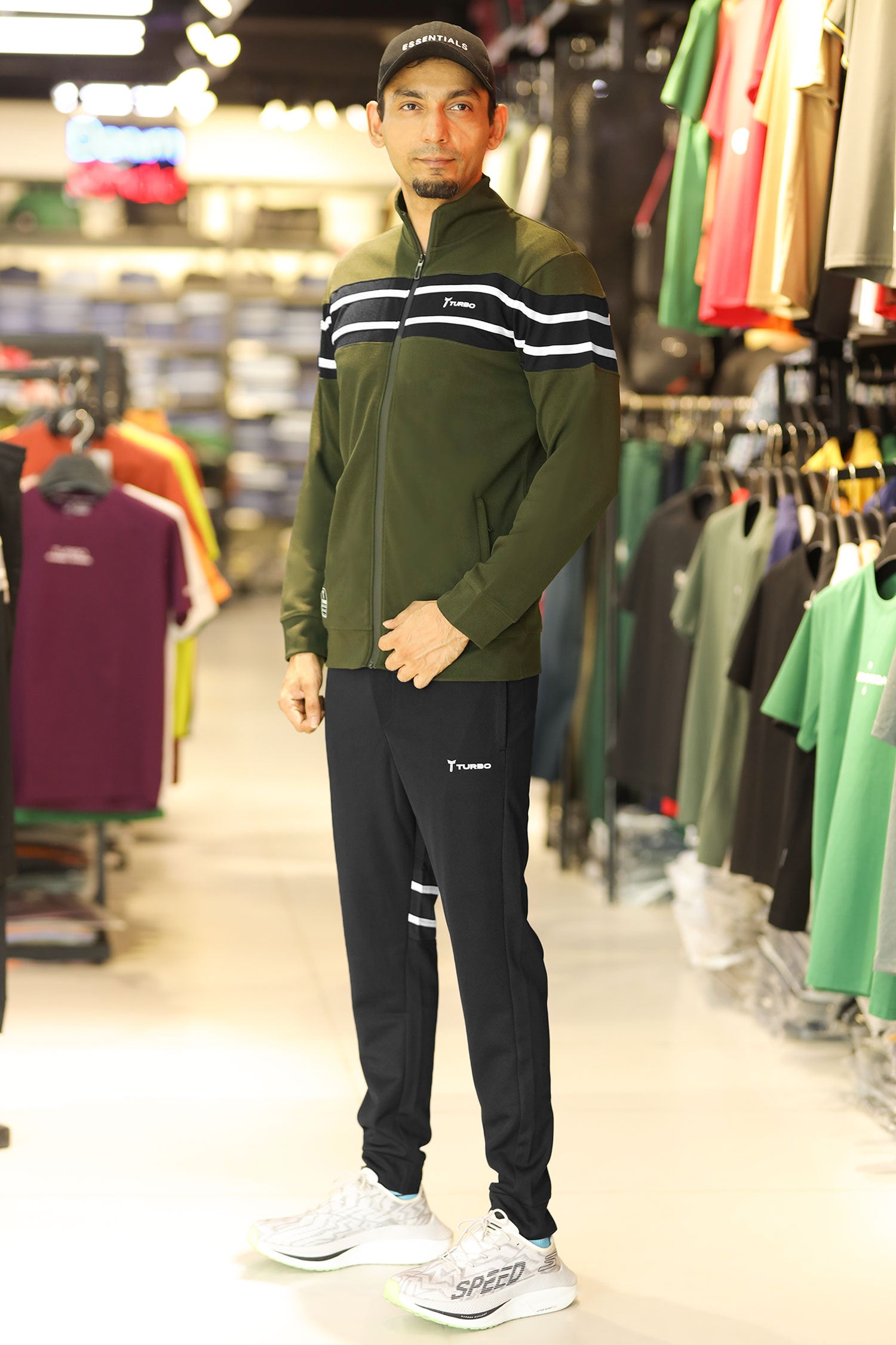 Turbo Color-Block Panel Standing Collar Zipper Tracksuit