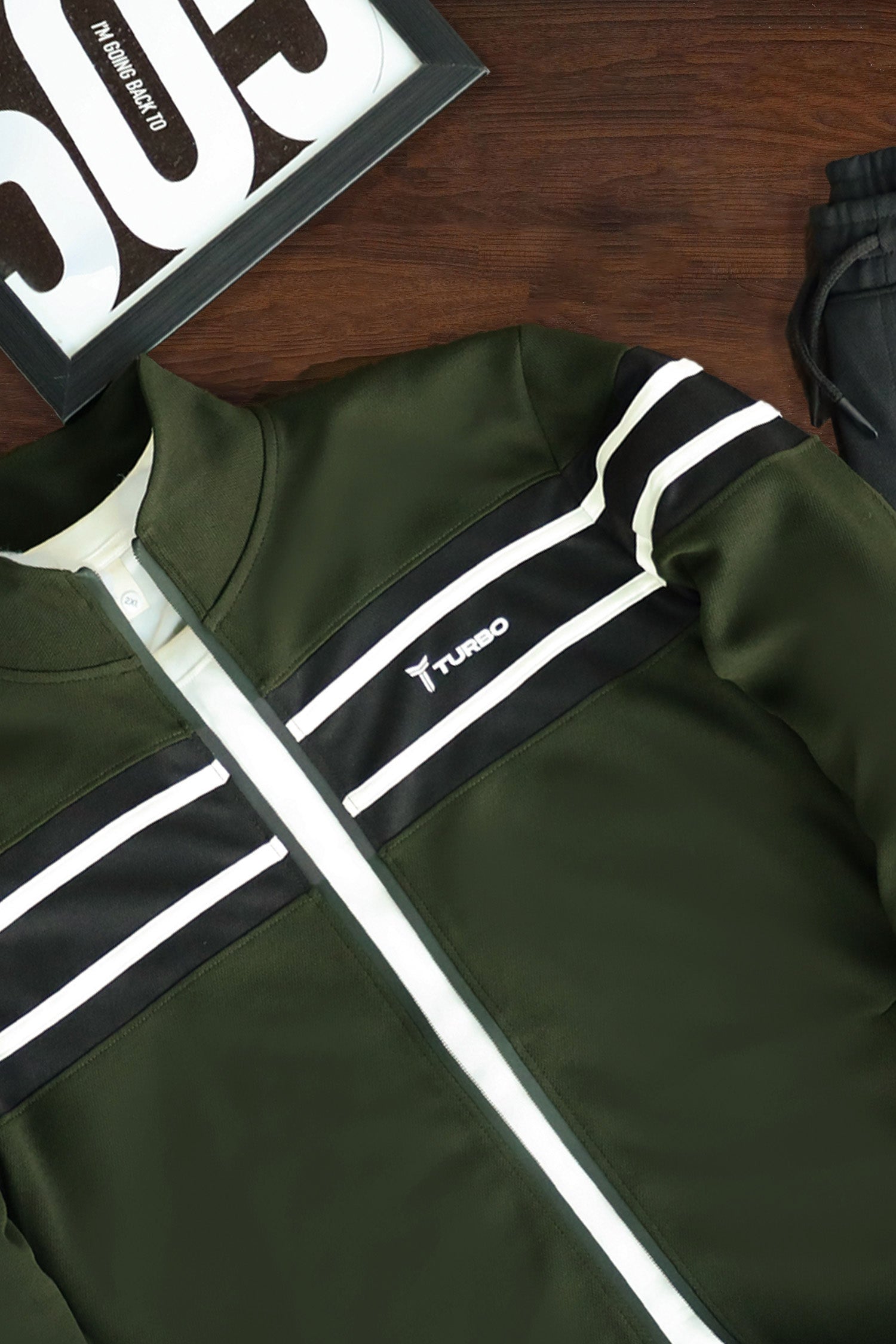 Turbo Color-Block Panel Standing Collar Zipper Tracksuit