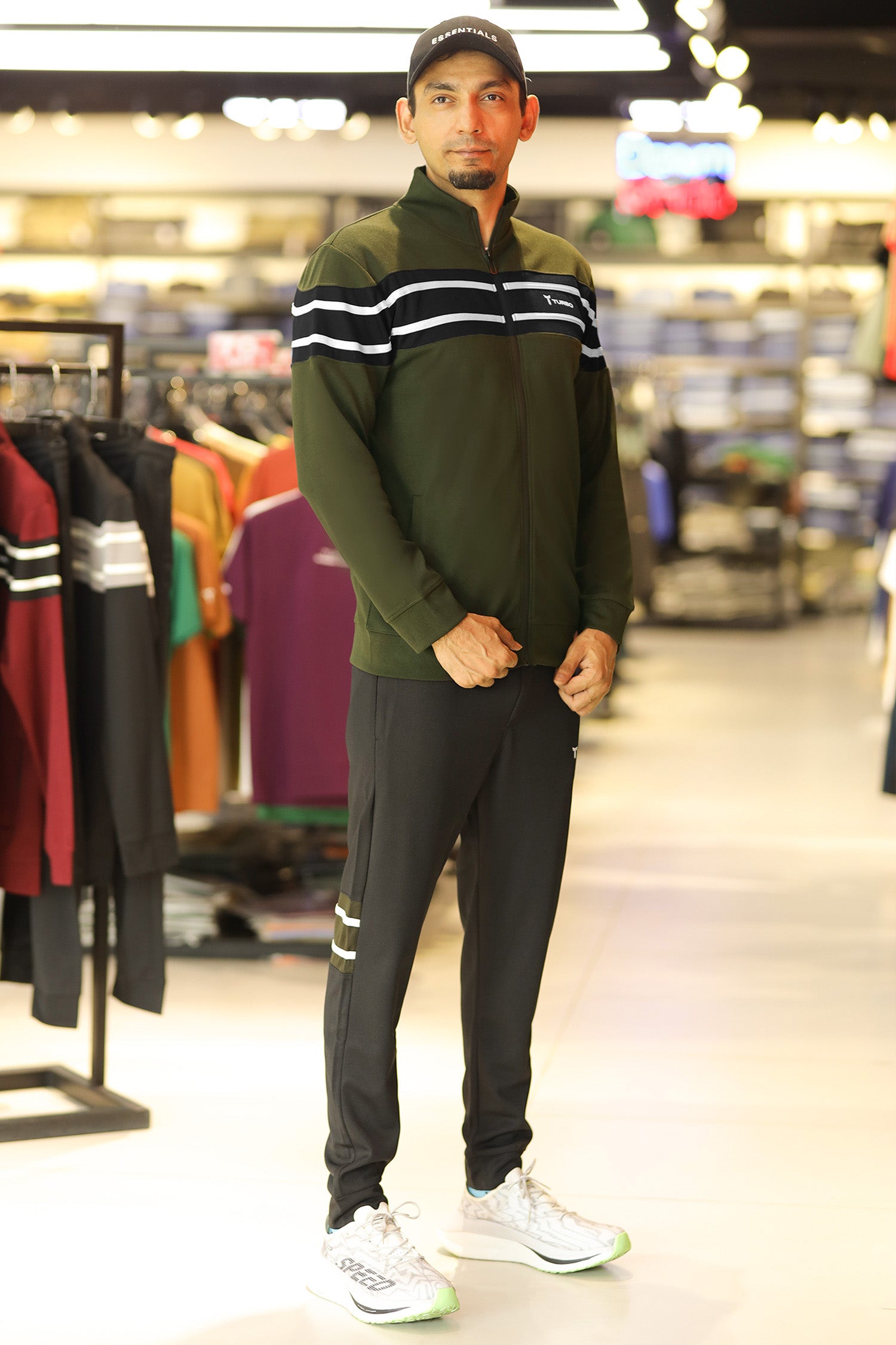 Turbo Color-Block Panel Standing Collar Zipper Tracksuit