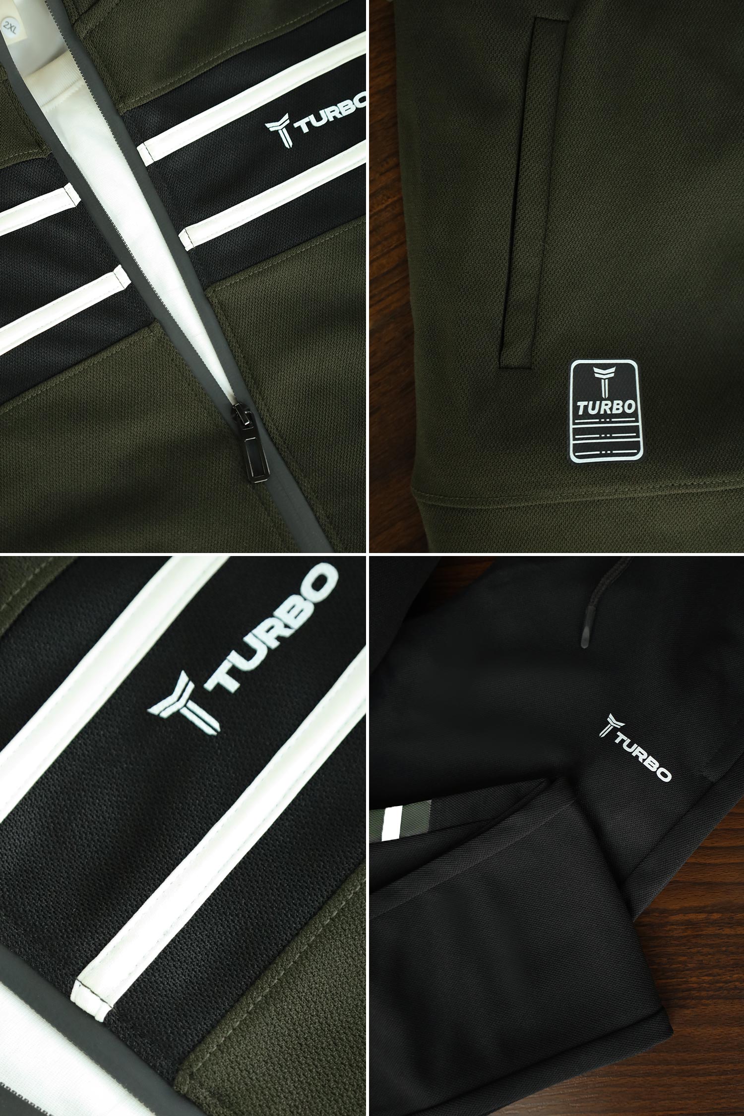 Turbo Color-Block Panel Standing Collar Zipper Tracksuit