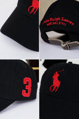 Rph Lren Polo Big Pony Imp Cotton Cap In Black&Red
