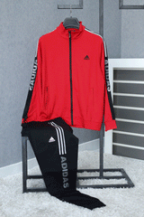 Adds Half Stripes Sportswear Men Zipper Tracksuit