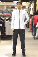 Adds 3 Stripes Signature Mock Neck Zipper Tracksuit In Black&White