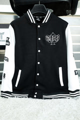 Turbo Contrast Tone Men's Varsity Jacket In Black&White