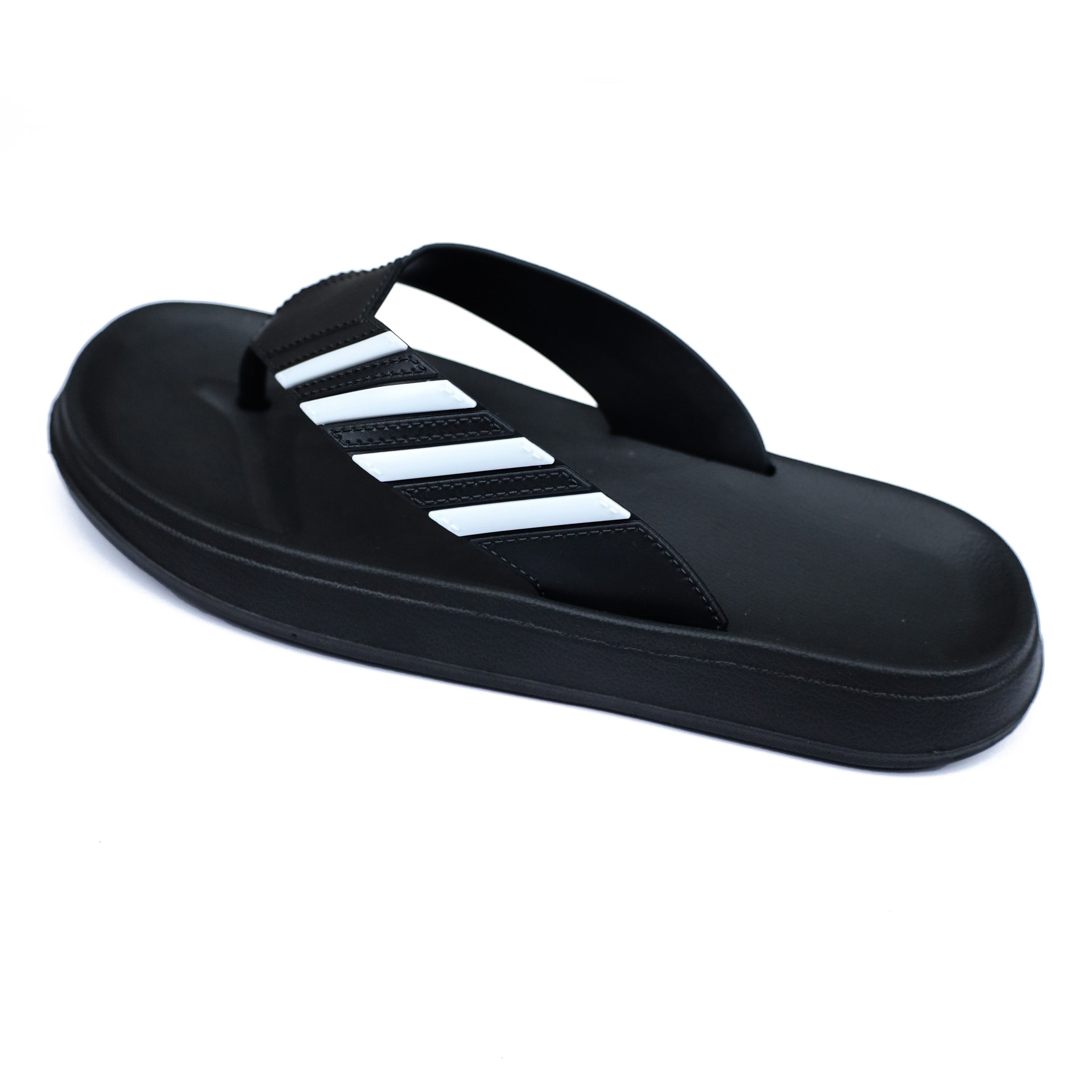 Stripe V-Shaped Straps Men Flip Flops in Black&White