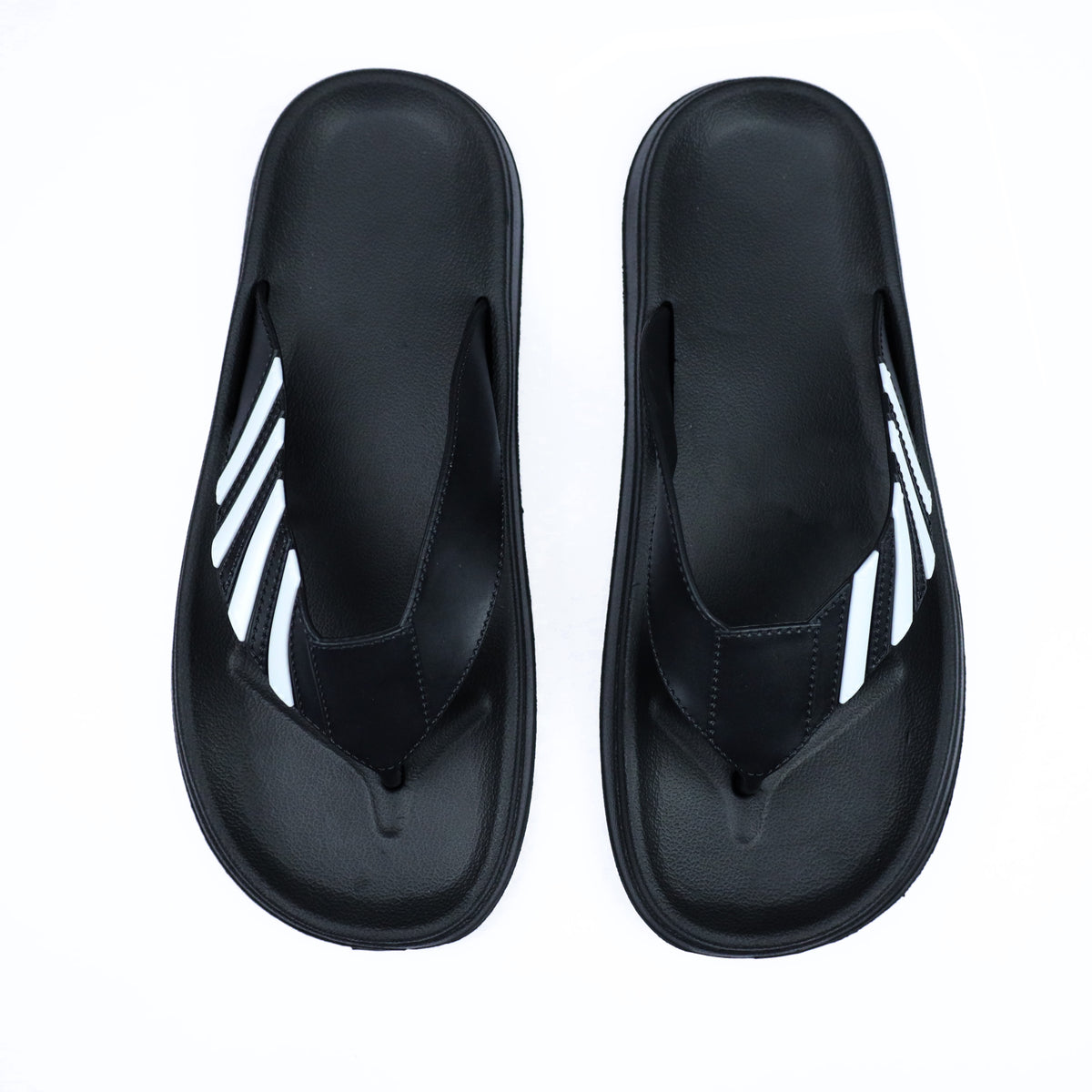 Stripe V-Shaped Straps Men Flip Flops in Black&White