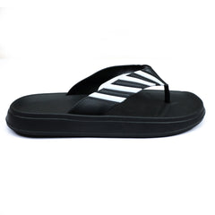 Stripe V-Shaped Straps Men Flip Flops in Black&White