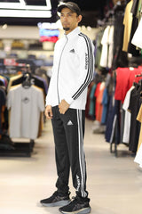 Adds 3 Stripes Signature Mock Neck Zipper Tracksuit In Black&White