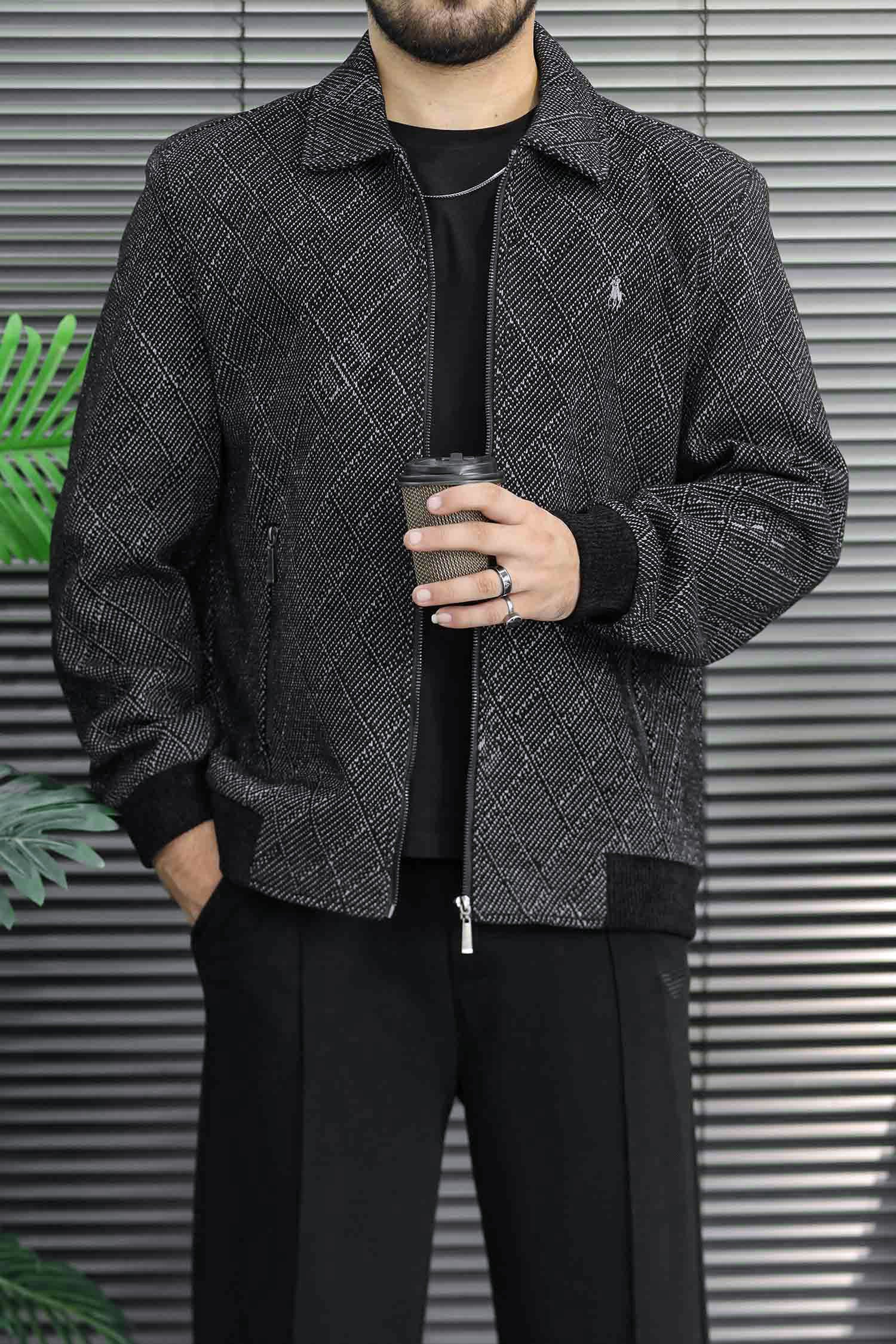 Turbo x Polo Diamond Patterned Imported Men's Wool Jacket
