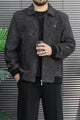 Turbo x Polo Diamond Patterned Imported Men's Wool Jacket In Black&Grey