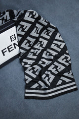 Fndi Letter Imitation Warm Wool Men Mufflers In Black&Grey