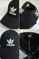 Adds Relaxed-Strap Back Trefoil Imp Polyester Cap In Black&White