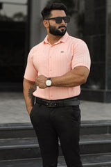 Turbo Endless Cool Embossed Casual Shirt In Baby Pink