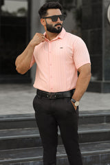 Turbo Endless Cool Embossed Casual Shirt In Baby Pink