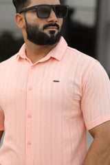 Turbo Endless Cool Embossed Casual Shirt In Baby Pink