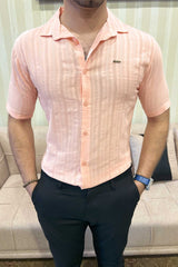 Turbo Endless Cool Embossed Casual Shirt In Baby Pink