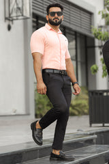 Turbo Endless Cool Embossed Casual Shirt In Baby Pink