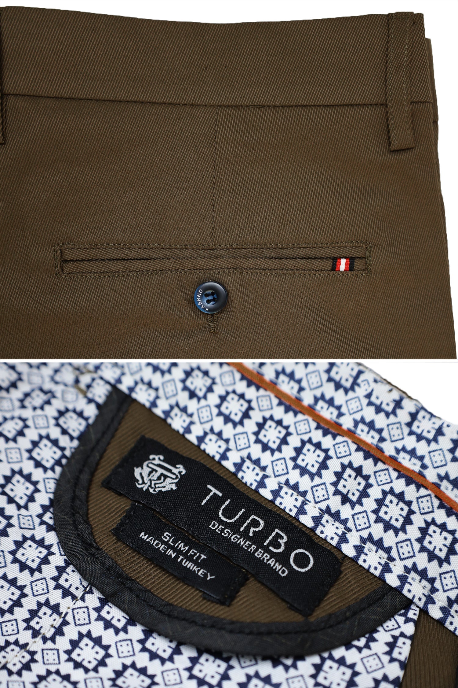 Turbo Urban Executive Slim Fit Cotton Pant In Brown