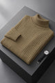 Turbo Cable-Knit Texture Turtleneck Pullover Imported High Neck In Brown