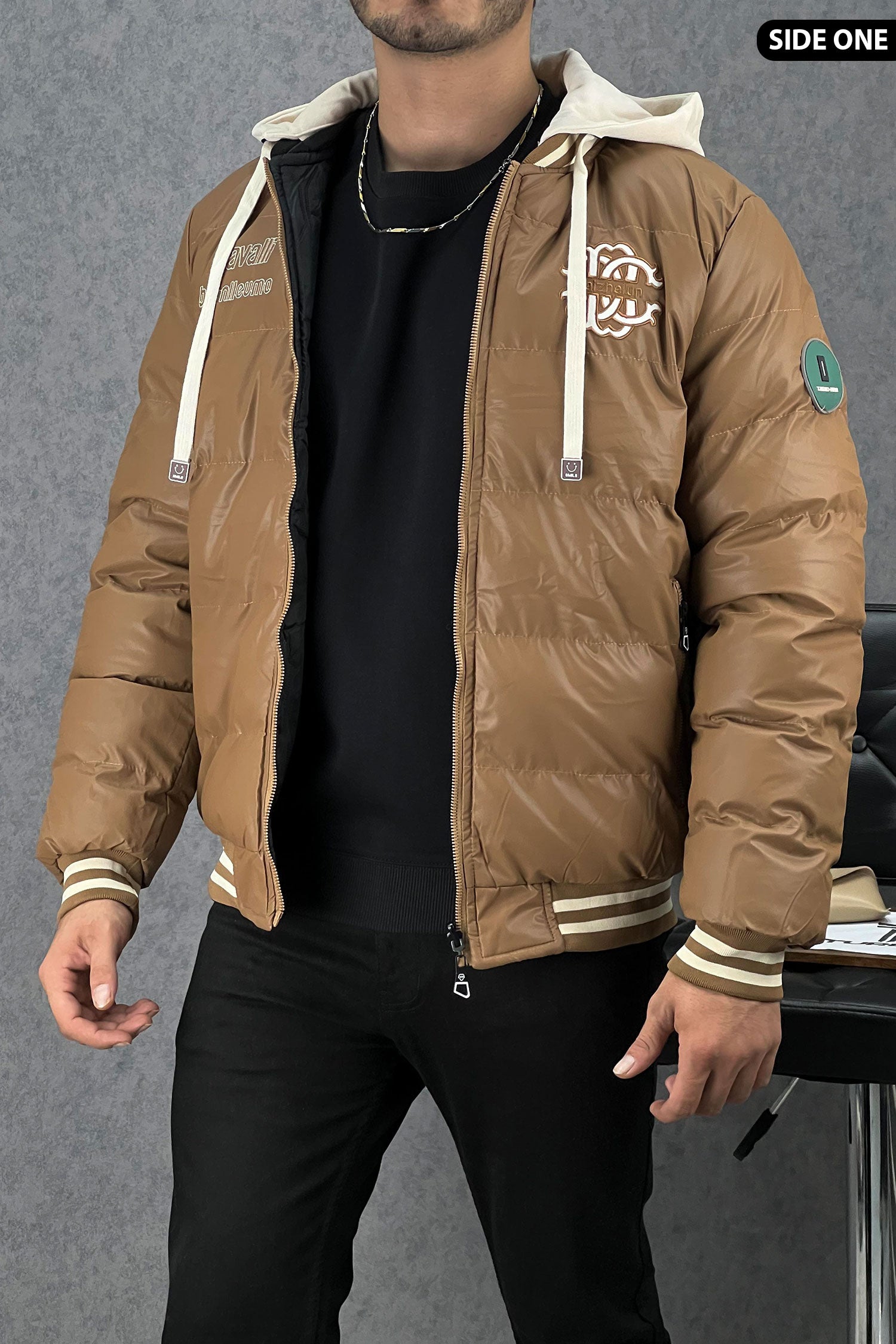 Rib Collar Hooded Padded Imported Puffer Jacket