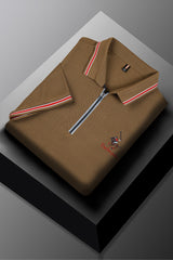 Turbo Polo x R/L Zip Collaered Men's Polo Shirt In Brown