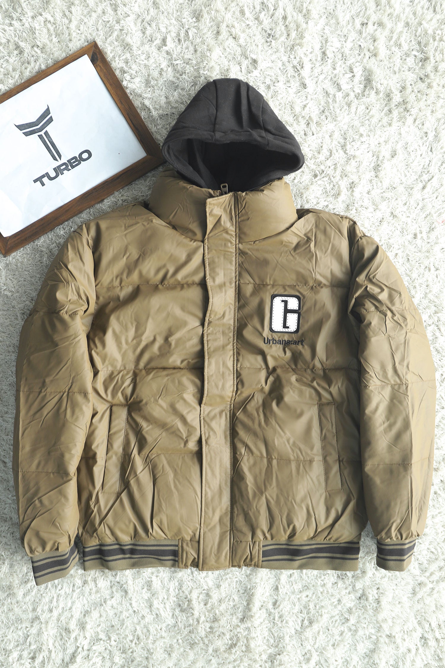 G Letter Logo Dual Zip Hooded Imported Puffer Jacket