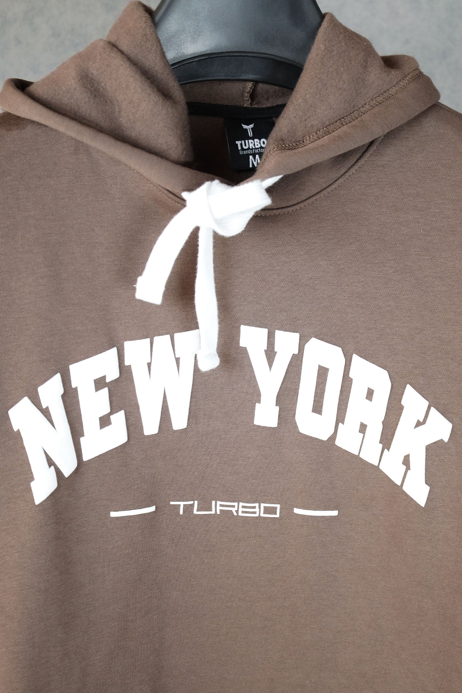 Turbo NY Aplic Print Fleece Hoodie In Brown