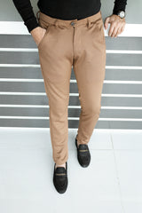 Elegant Self Texture Knitted Cotton Ankle fit Pant In Brown