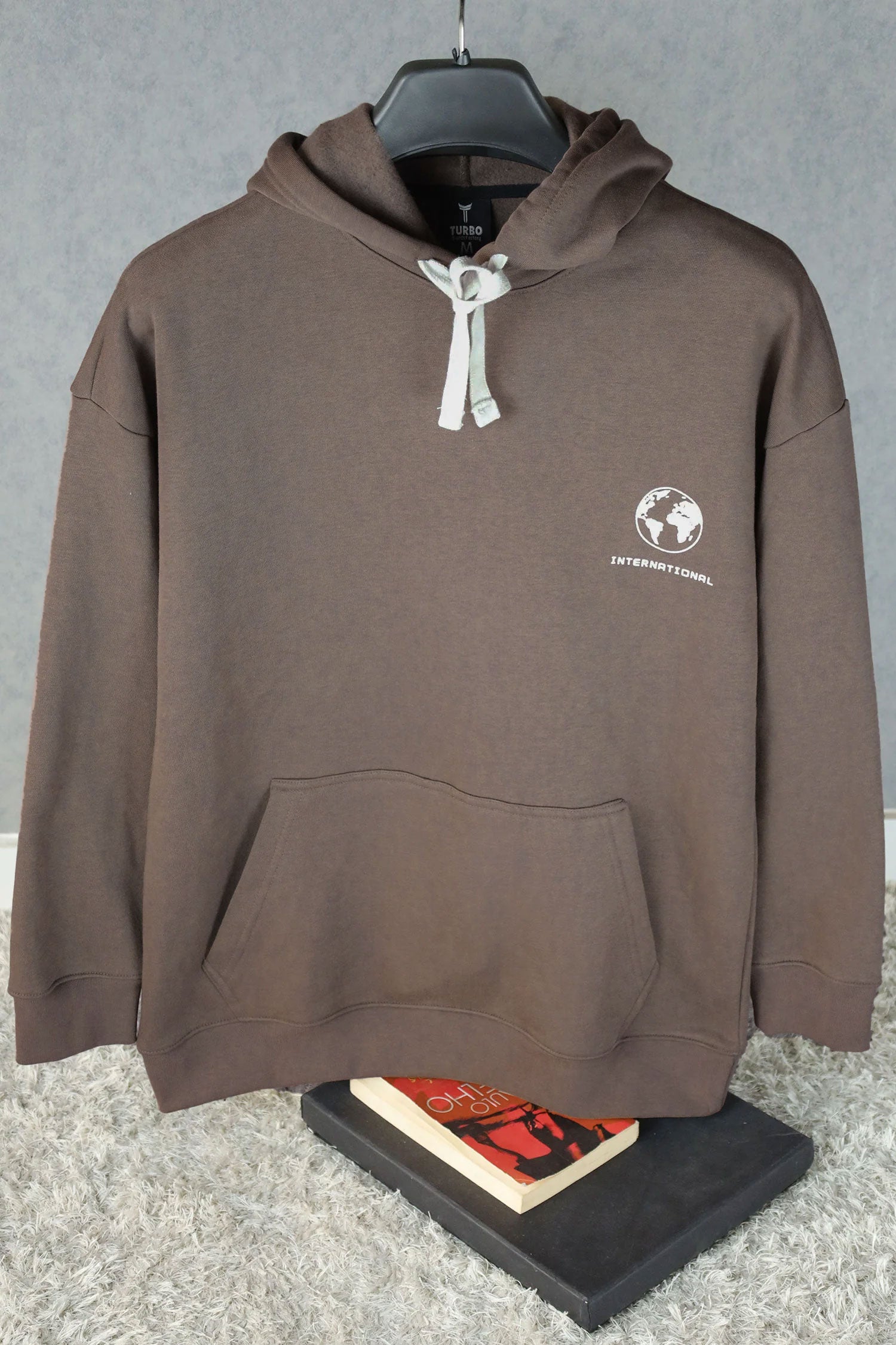 Turbo Designer Motif Fleece Hoodie In Brown