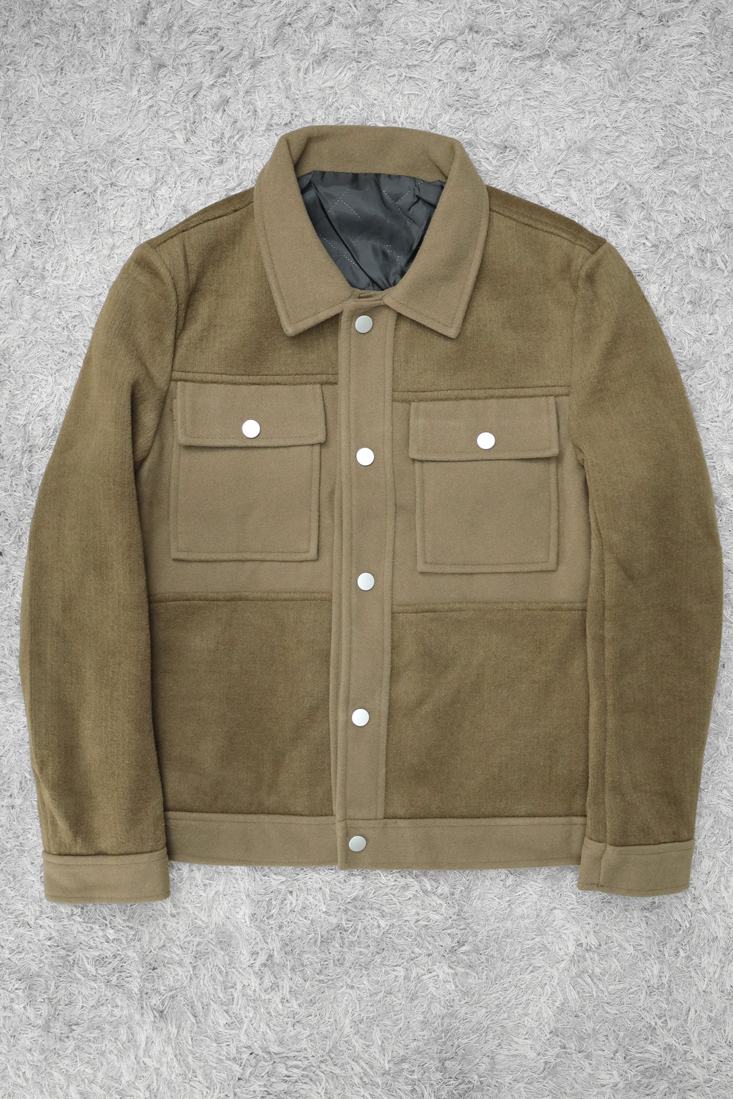 Contrast Tone Pockets Imported Men's Woolen Jacket