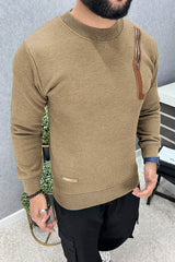 Zip Style Side Round Neck Imported Men's Sweatshirt