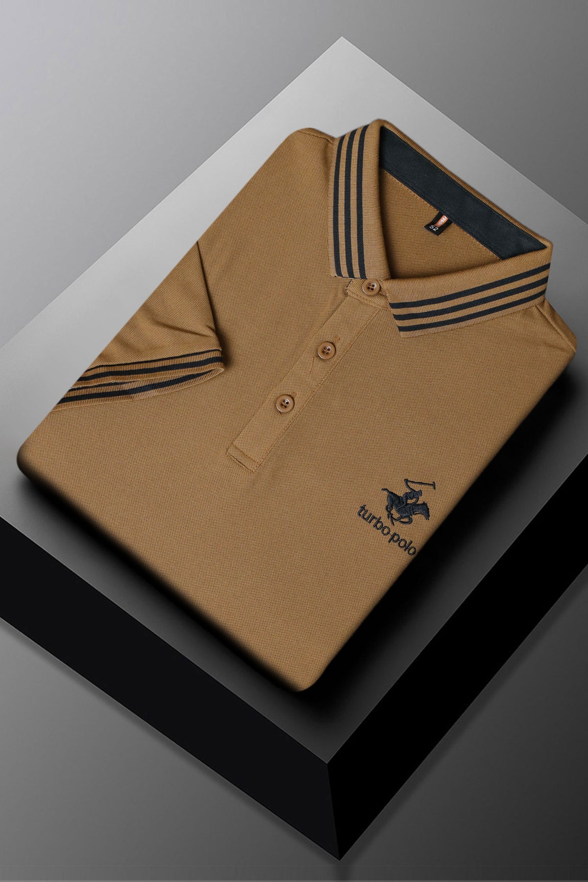Turbo Polo Spring Lapel Horse Men's Polo Shirt In Brown